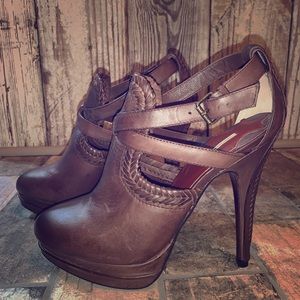 Heel Booties Leather Dark Brown Size 10
